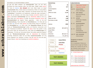 Screenshot der Plattform Schreiblabor mit Analyse