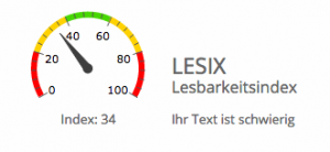 Lesbarkeitsindex auf Textanalyse-Tool